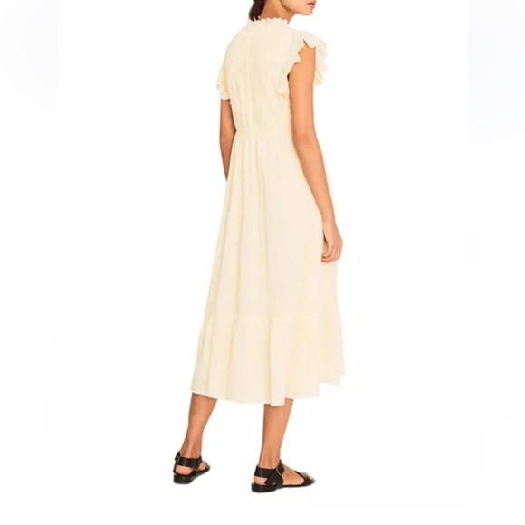 ba&sh Noah Shirred Midi Dress in Jaunde Yellow - Picture 6 of 16